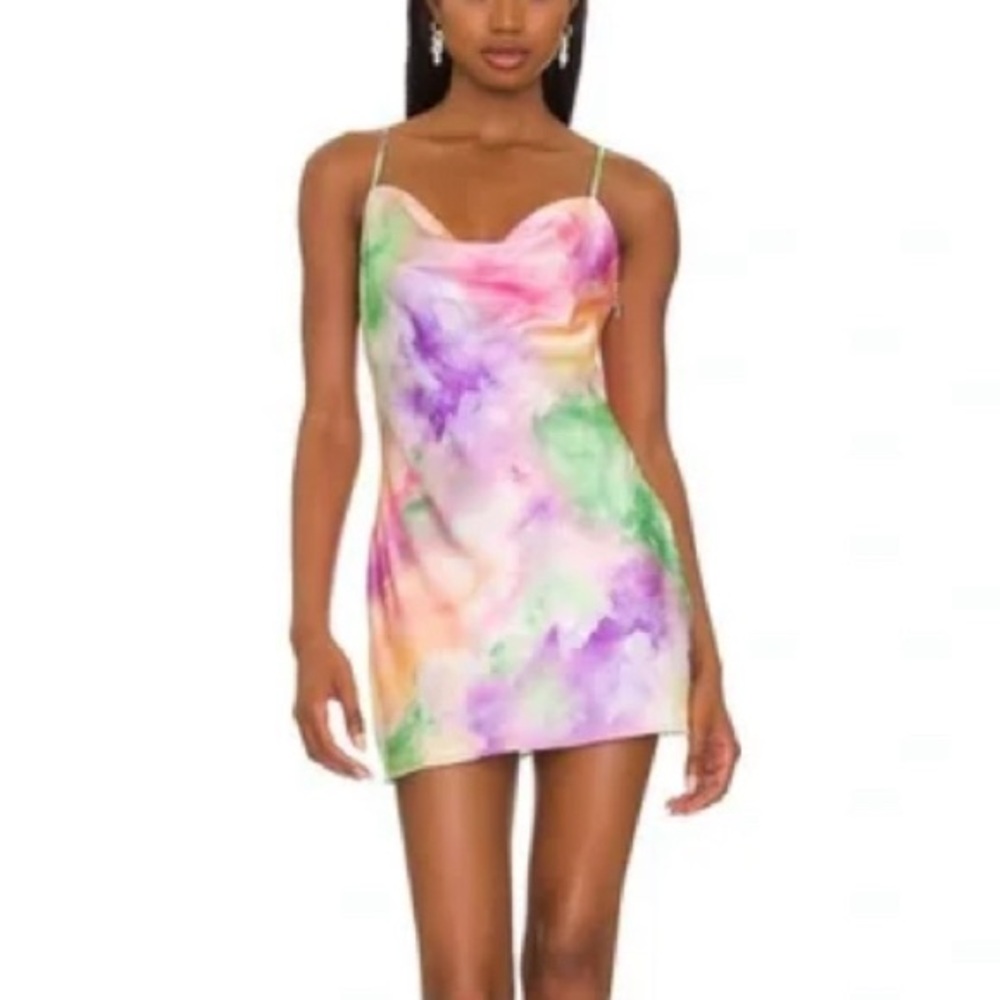Superdown Carmella Slip Dress in Pink tye-die